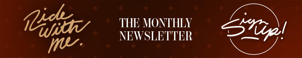 Ride with me newsletter header Sign up for the free monthly email newsletter from Hannah at The Punchline Fine Art